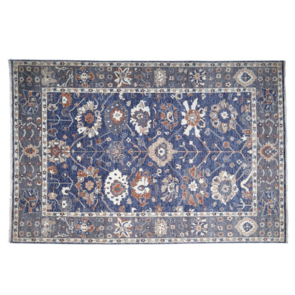 Aveline Hand-Knotted Wool Oushak Rug in Grey Blue