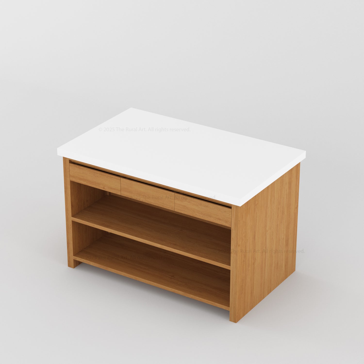 Dothan Solid Wood Kitchen Island with Quartz Top &amp; Seating
