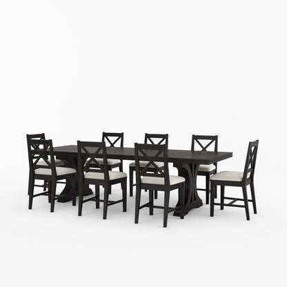 Sherman Solid Wood Black Dining Table and Chair Set for 4, 6, 8, 10, 12 People