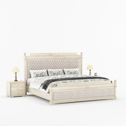 Abilene Solid Wood Platform Bed with Hand Tufted Upholstered Headboard
