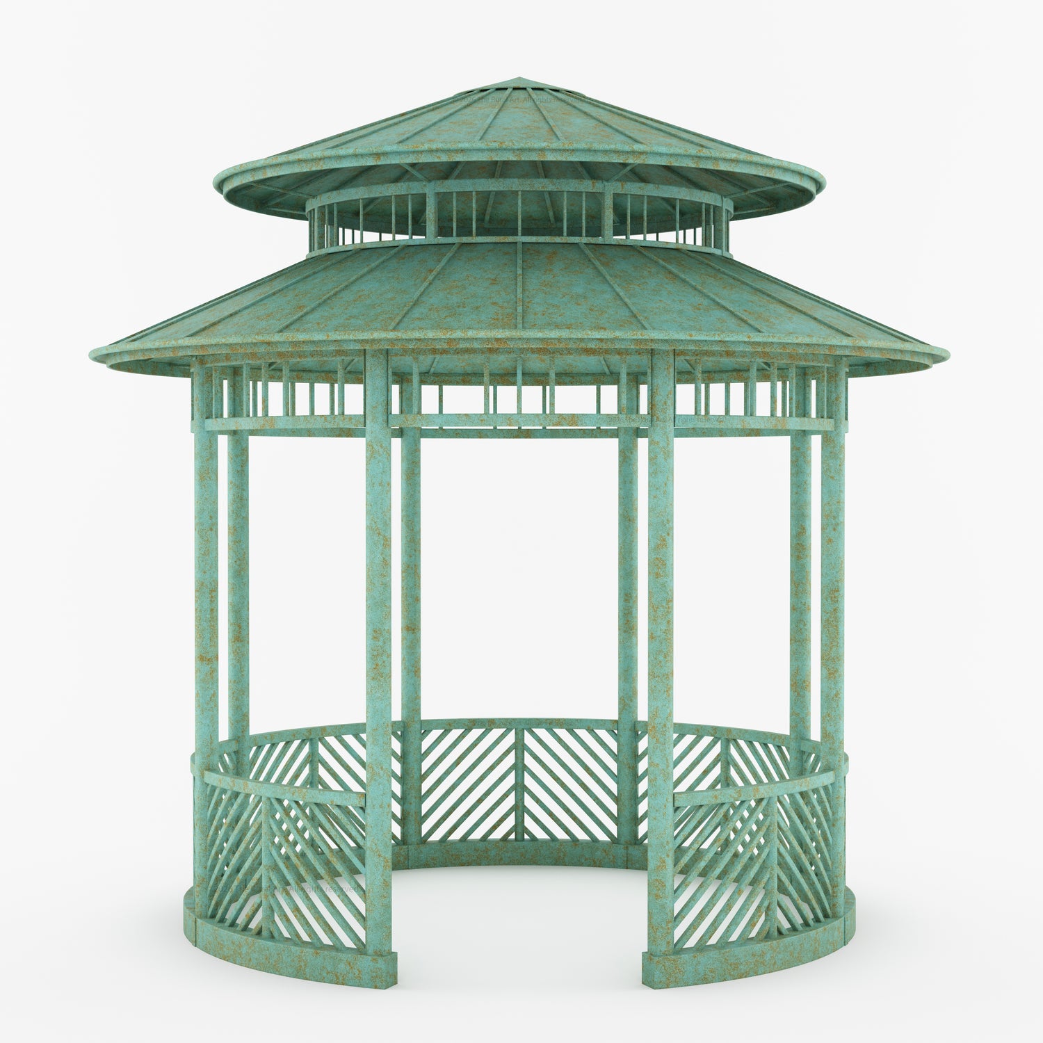 Portsmouth Double-Tier Estate Pavilion Wrought Iron Garden Gazebo