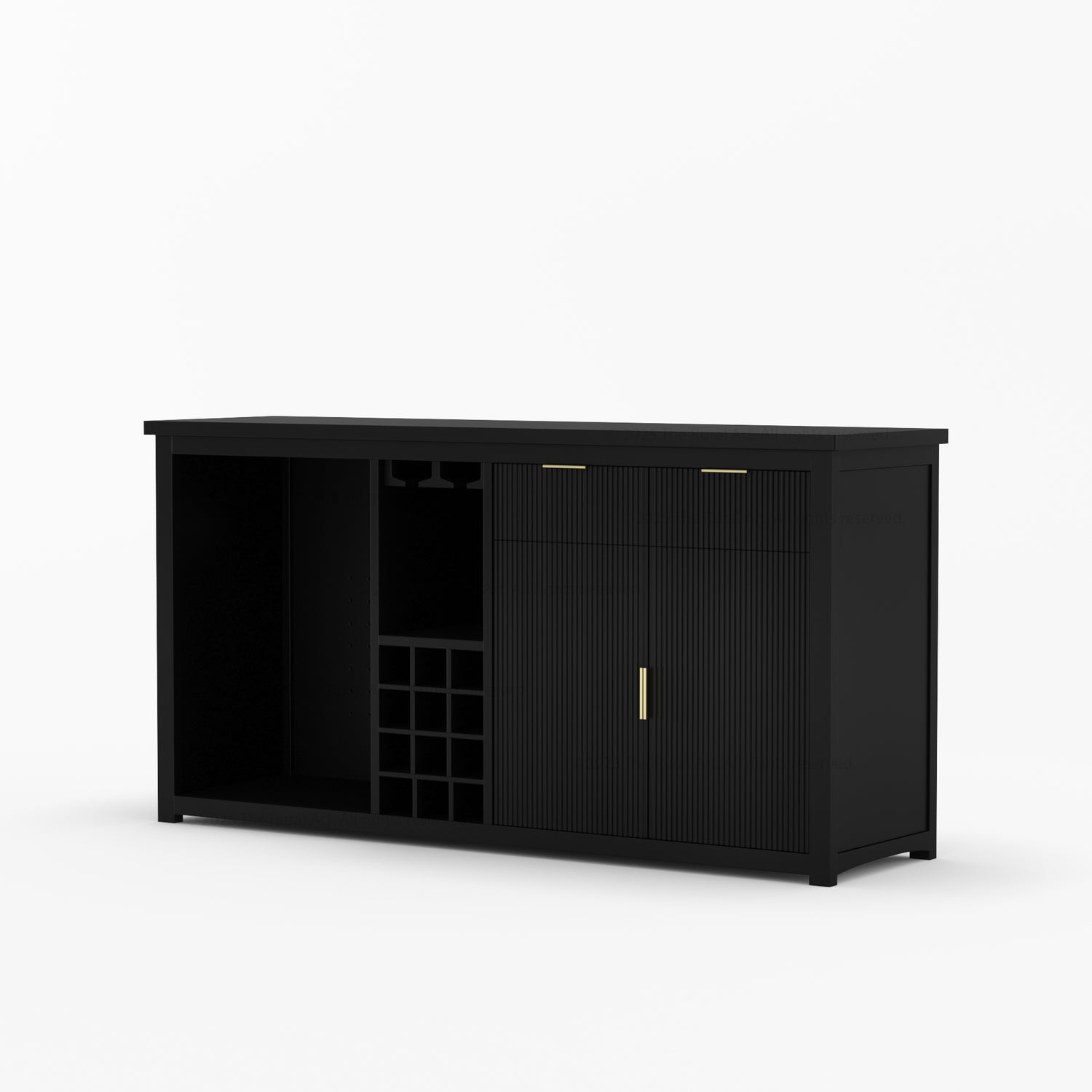 Sonoma Modern Black Bar Cabinet with Mini Fridge Space