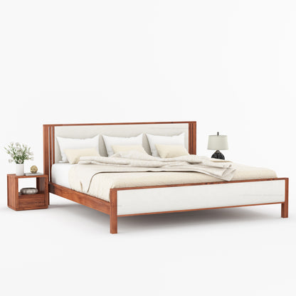 San Marino Premium Solid Indian Rosewood Upholstered Platform Bed