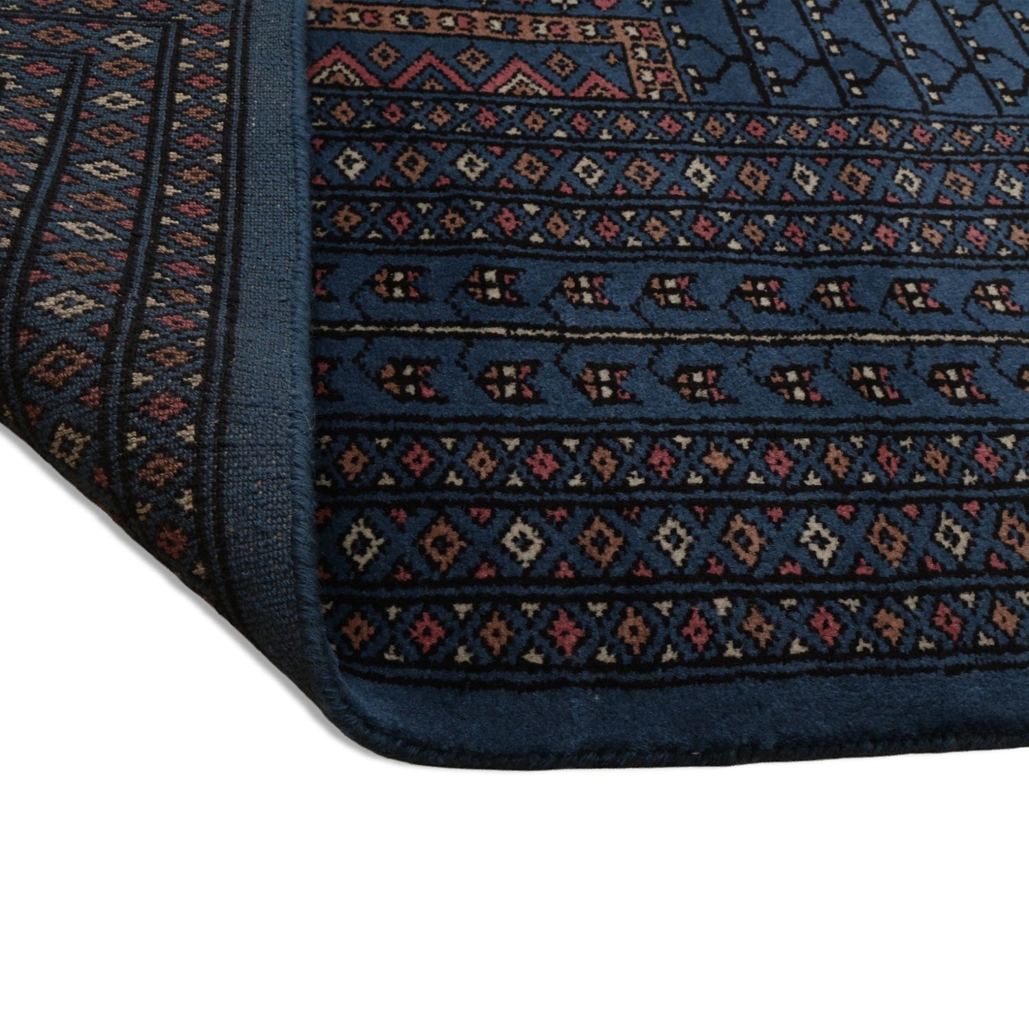 Savannah Prussian Blue Hand-Knotted Wool Rug Traditional Artisan Carpet
