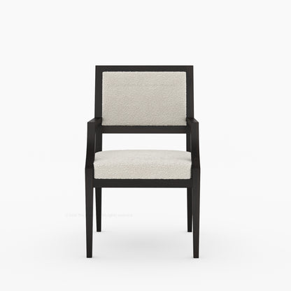 Winslow Solid Wood Dining Arm Chair with Boucle Upholstery