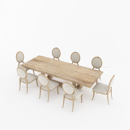 San Pedro Solid Wood Double Pedestal Dining Table – Rustic Grandeur Reimagined