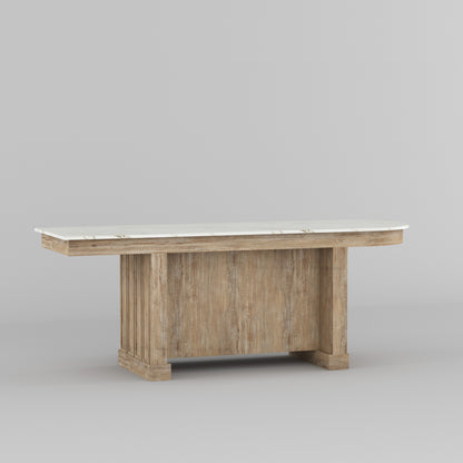 Portland Solid Wood Kitchen Island with Marble Countertop and Optional Stool Set