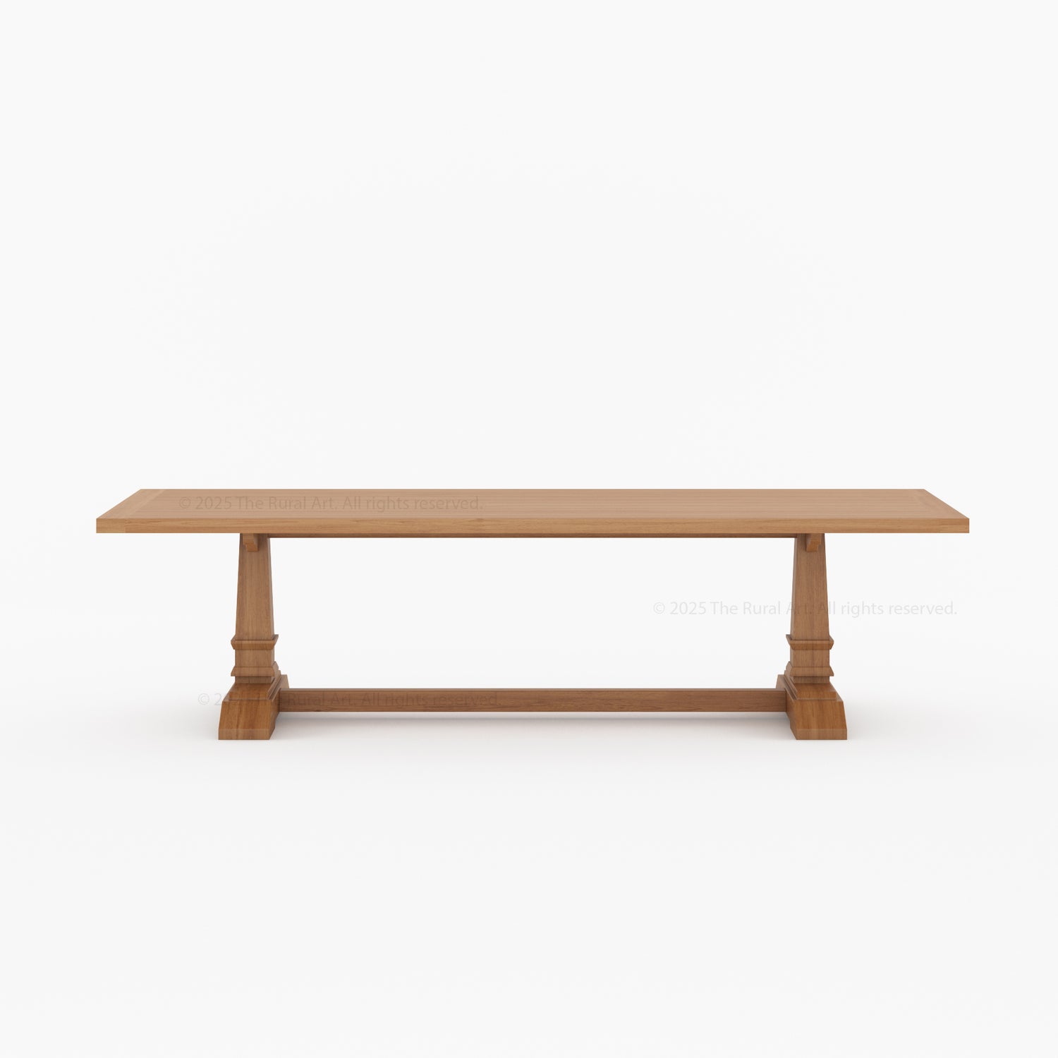 Roseville Solid Wood Trestle Dining Table with Pedestal Base Farmhouse Style