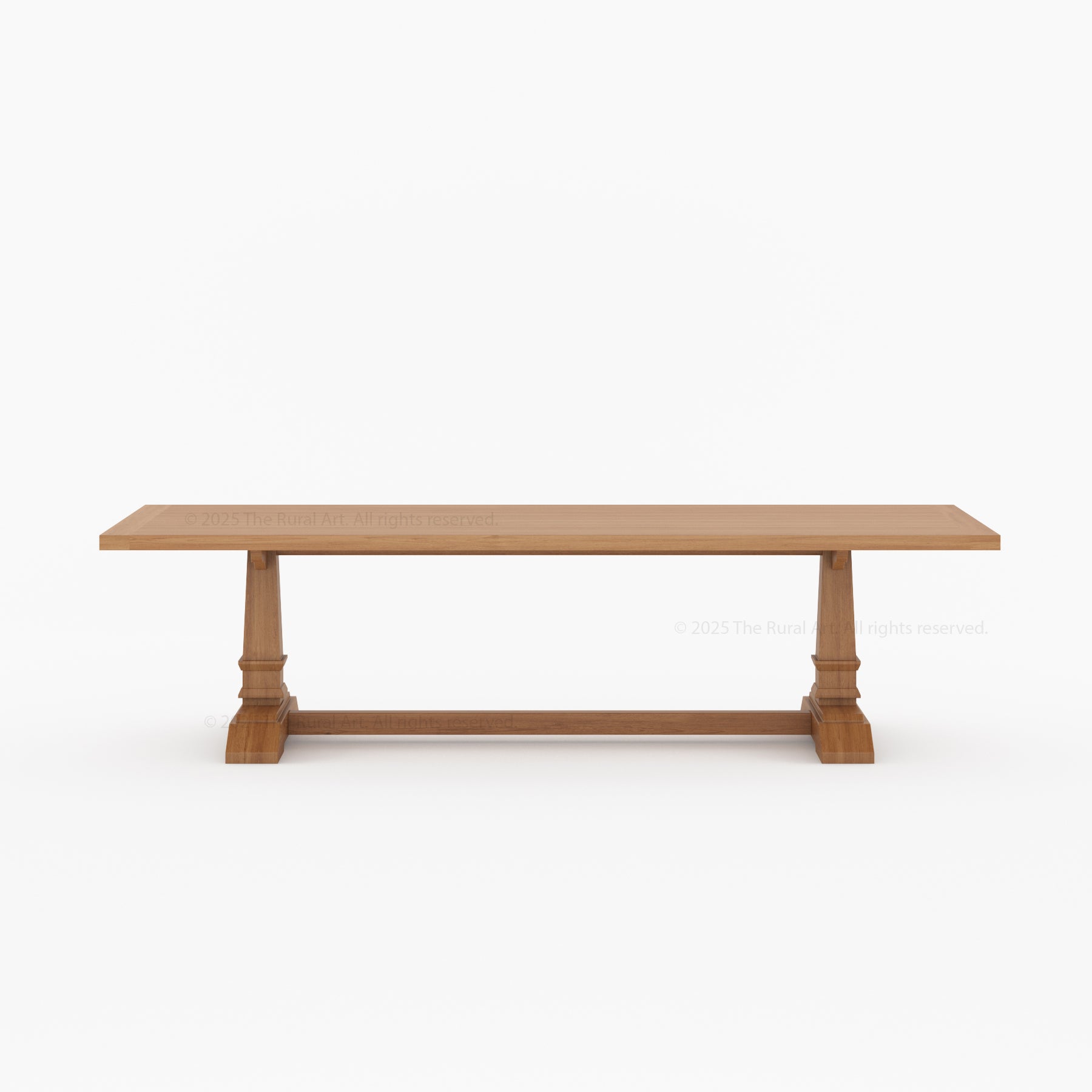 Roseville Solid Wood Trestle Dining Table with Pedestal Base Farmhouse Style