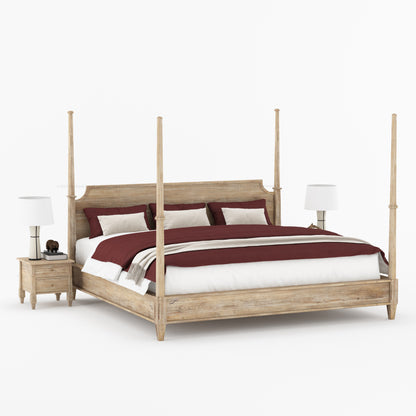 Dothan Four-Poster &amp; Floral-Carved Leg Solid Wood Bedroom Collection