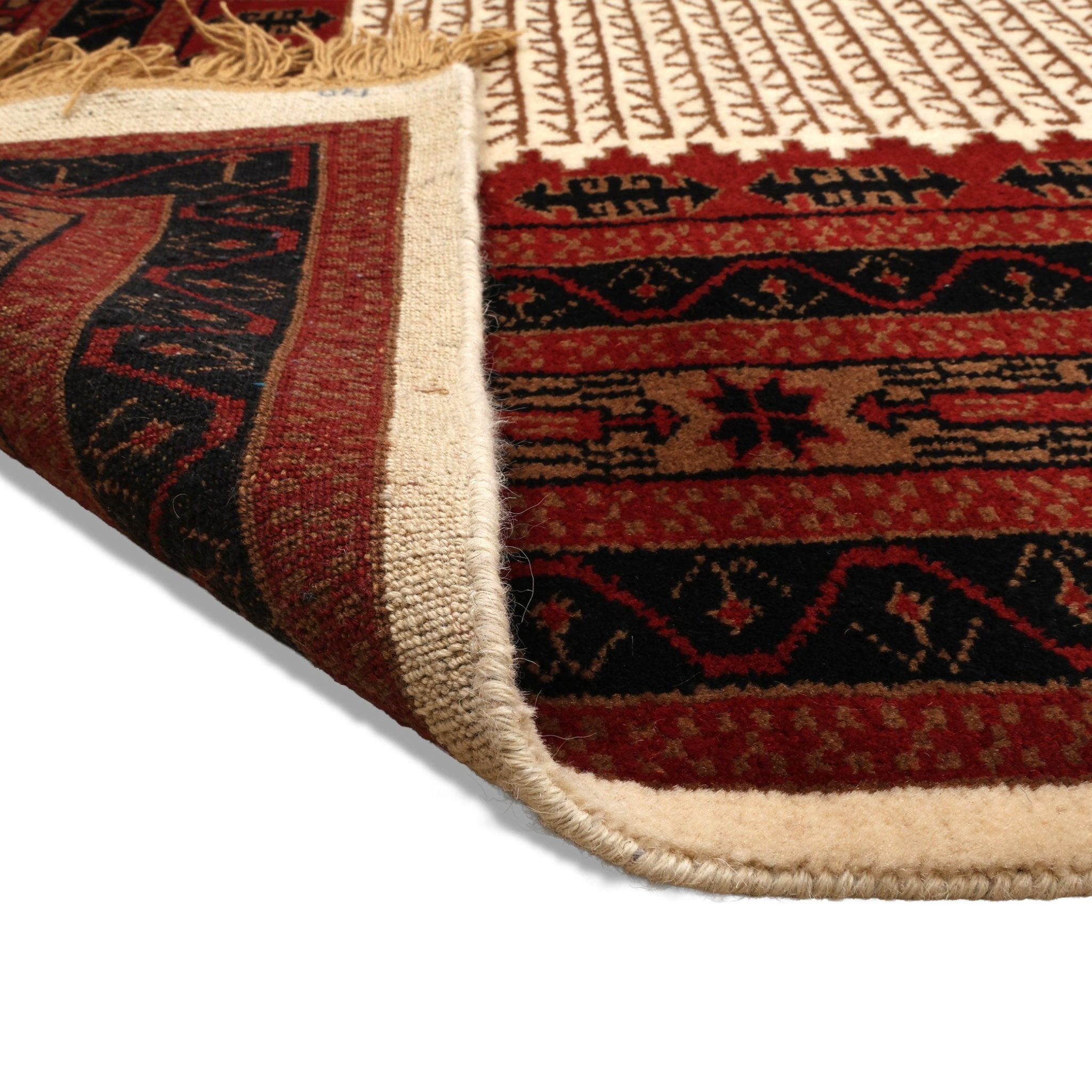 Sedona Hand-Knotted Wool Tribal Rug – Cream &amp; Rust | Medium Pile Mild Soft Finish