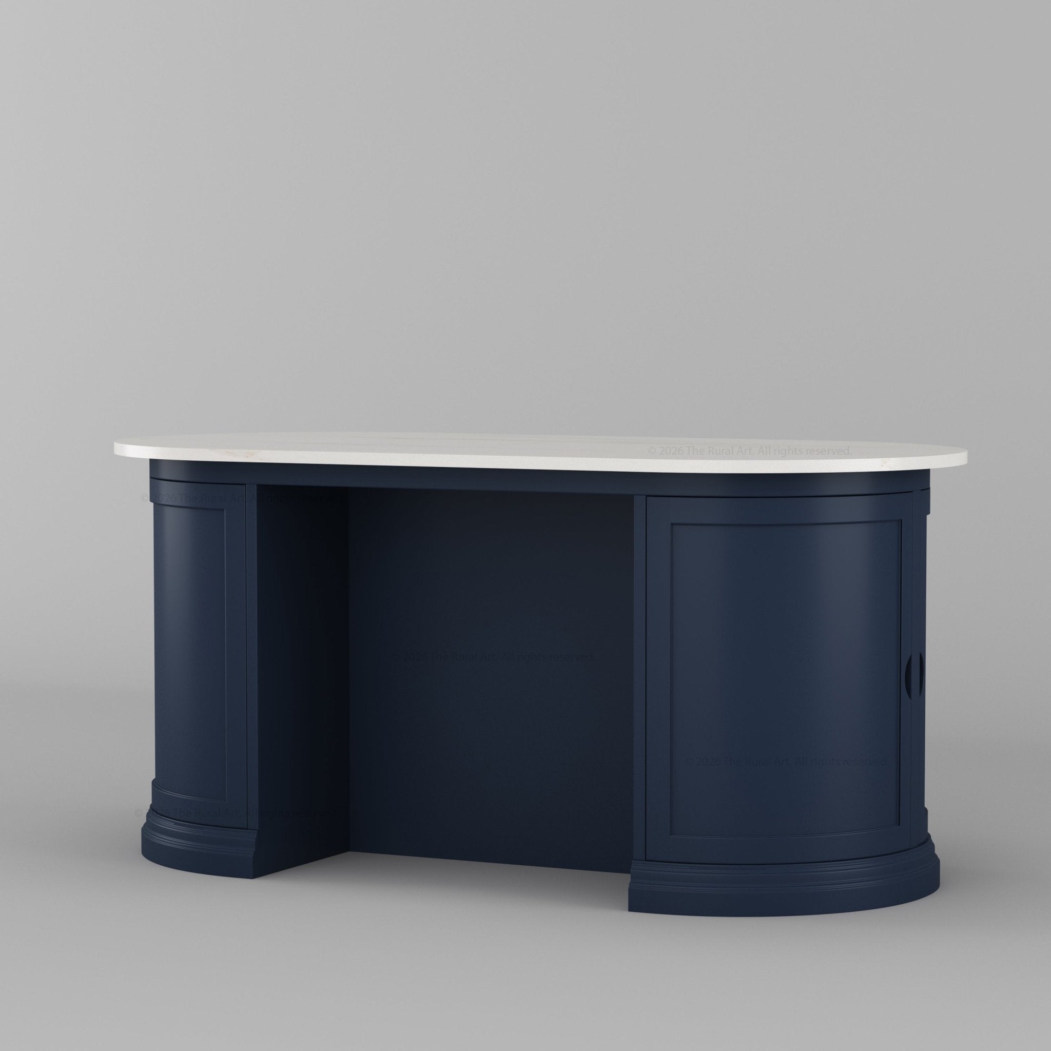 Harrison Solid Wood Oval Kitchen Island with Storage &amp; Optional Seating
