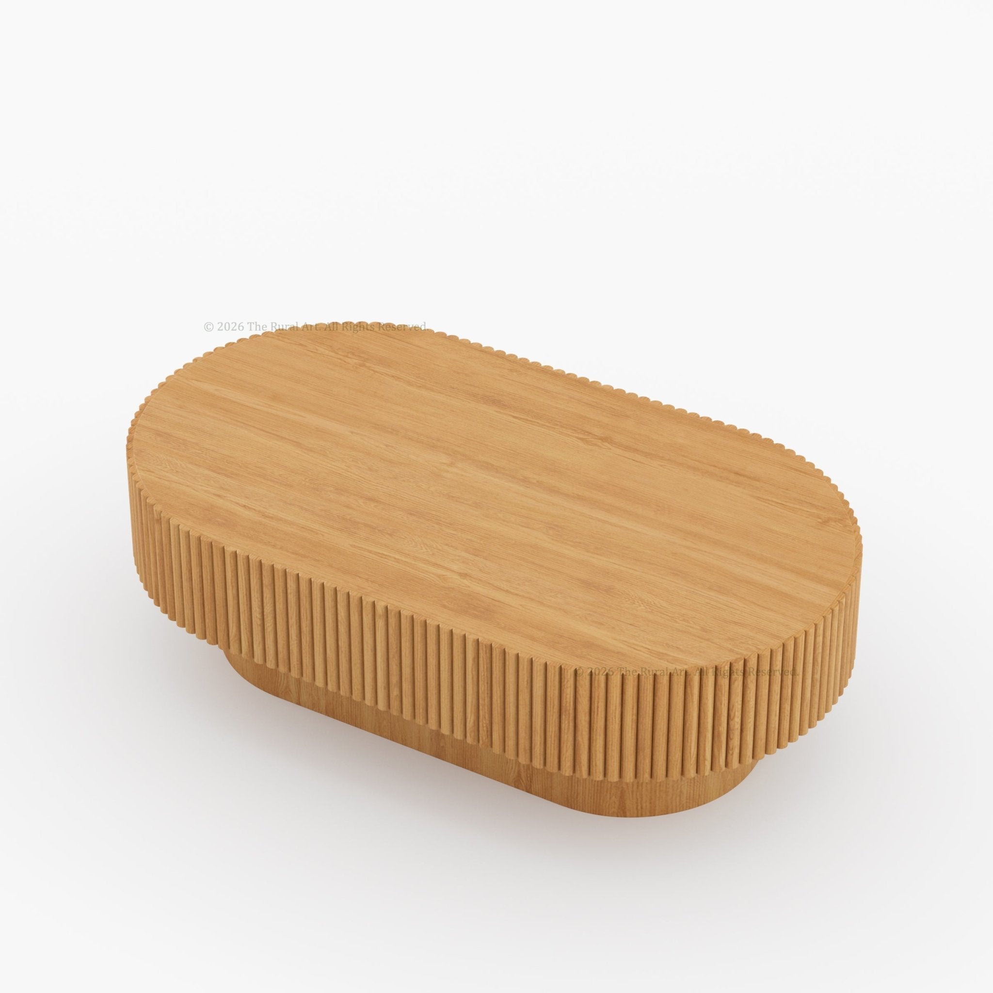 Cullman Teak Wood Oval Fluted Coffee Table