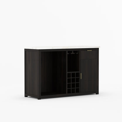 Sonoma Modern Black Bar Cabinet with Mini Fridge Space