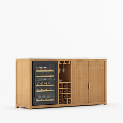 Sonoma Modern Black Bar Cabinet with Mini Fridge Space