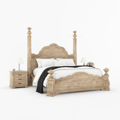 Alexander Hand-Carved Solid Wood Four Poster Bed