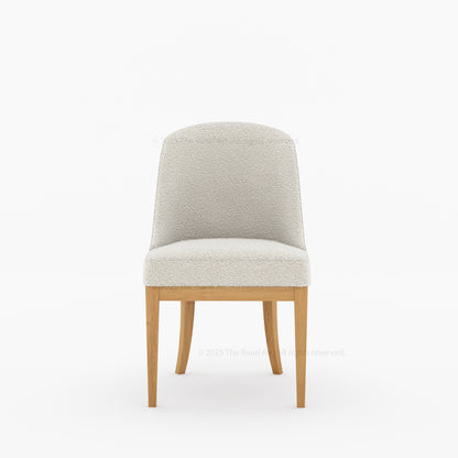 Medina Upholstered Dining Chair | Mid-Century Modern Solid Wood Chair with Curved Back