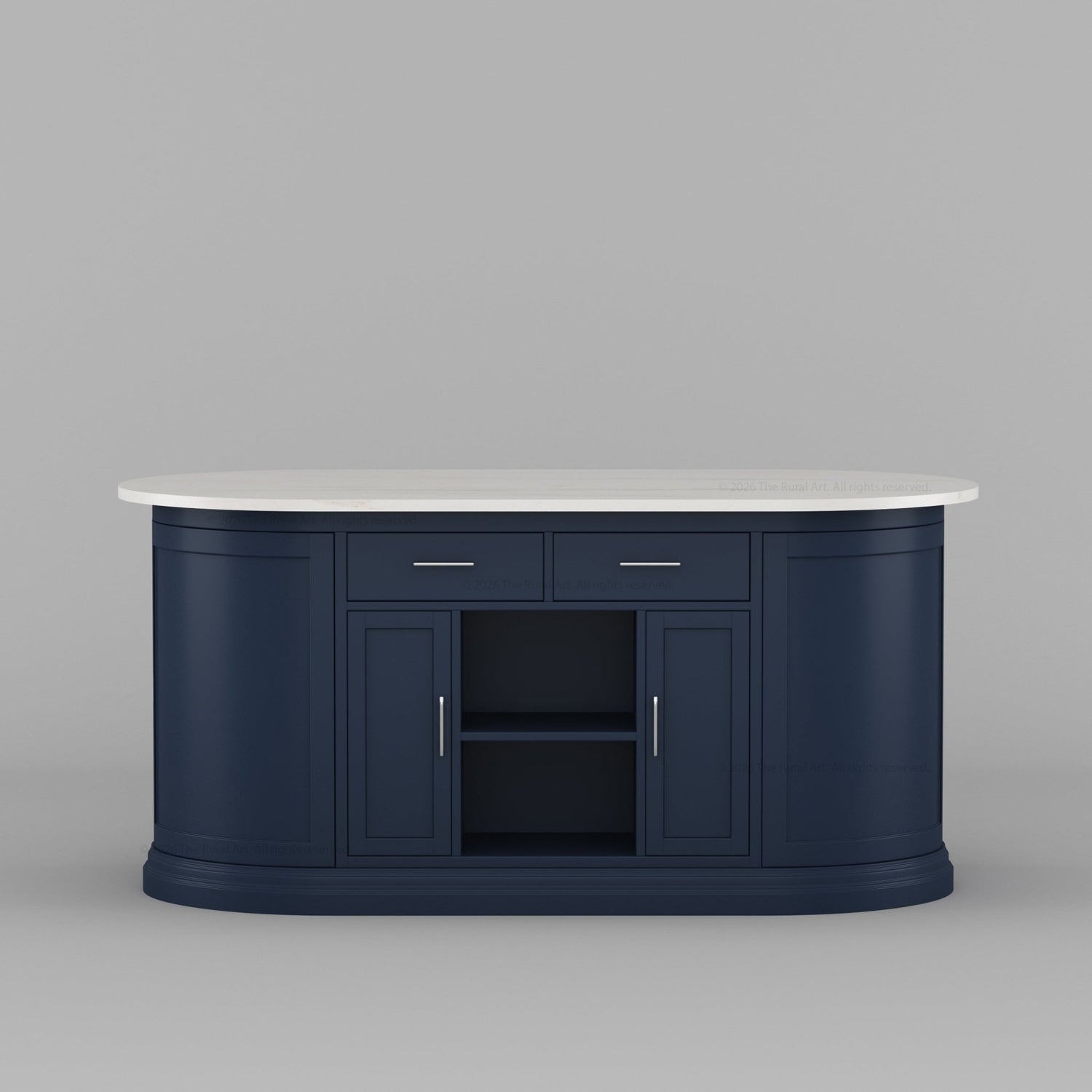 Harrison Solid Wood Oval Kitchen Island with Storage &amp; Optional Seating