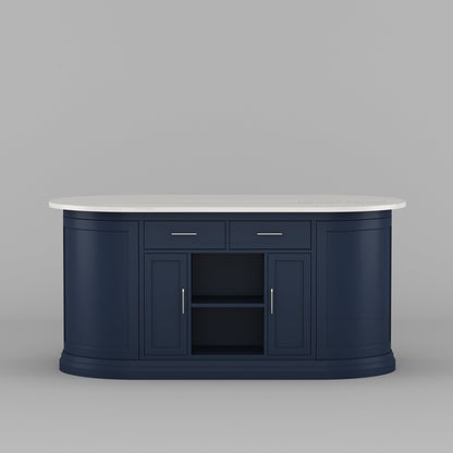 Harrison Solid Wood Oval Kitchen Island with Storage &amp; Optional Seating