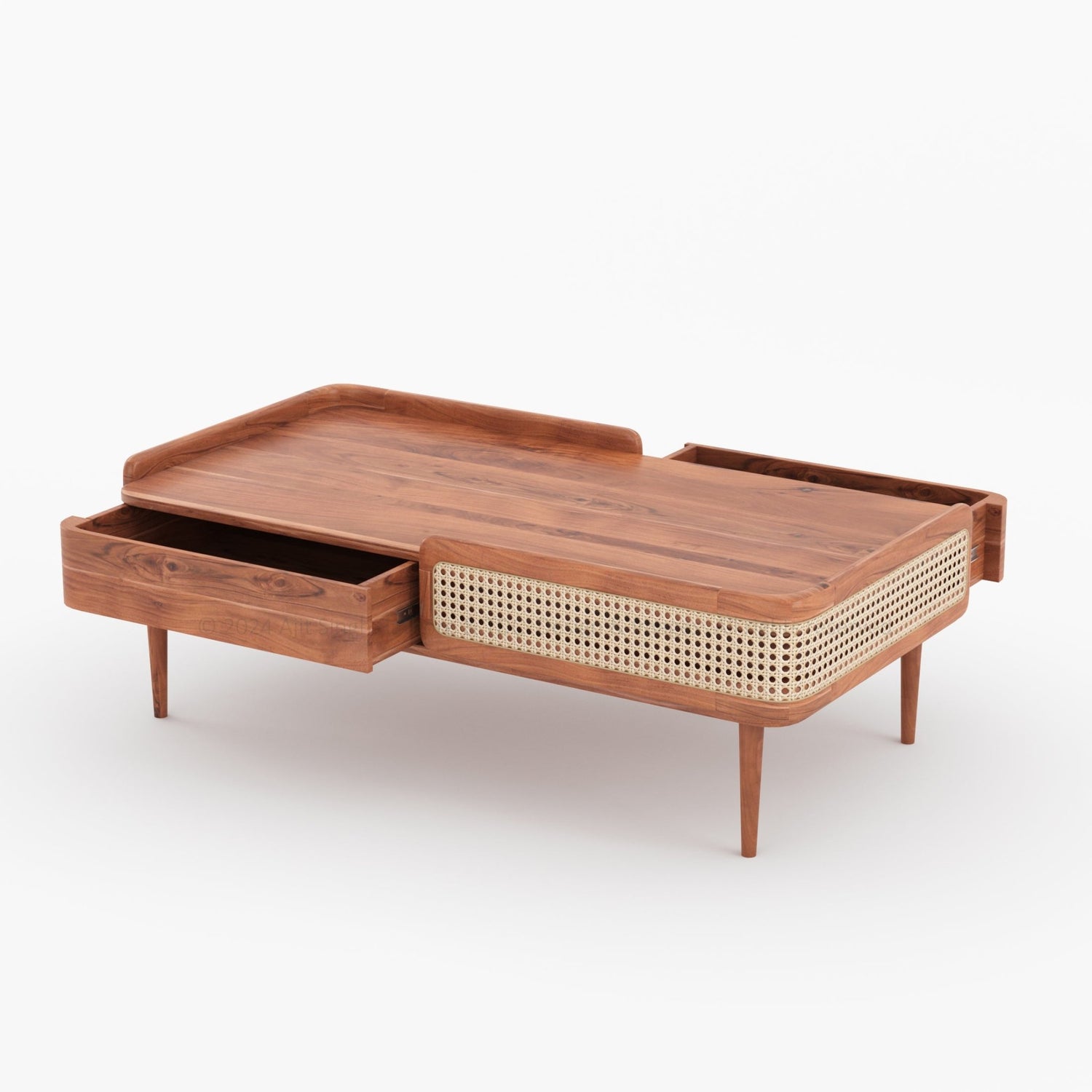 Wayne Rattan-Front Coffee Table with Storage Drawers