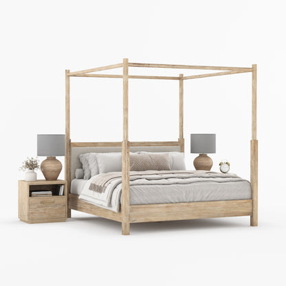 Hartsville Upholstered Solid Wood Canopy Bed