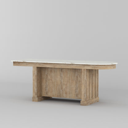 Portland Solid Wood Kitchen Island with Marble Countertop and Optional Stool Set