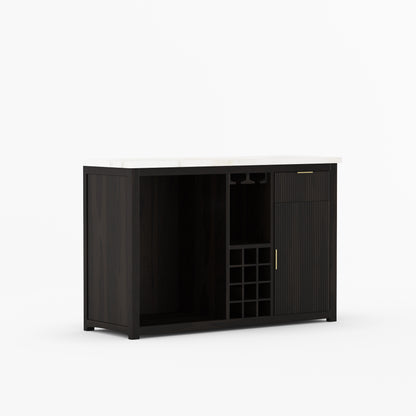 Sonoma Modern Black Bar Cabinet with Mini Fridge Space