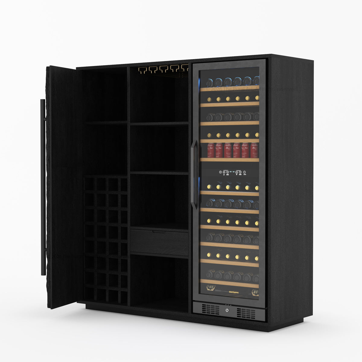 Myers Grand Modern Solid Wood Wine Bar Cabinet with Fridge Cutout