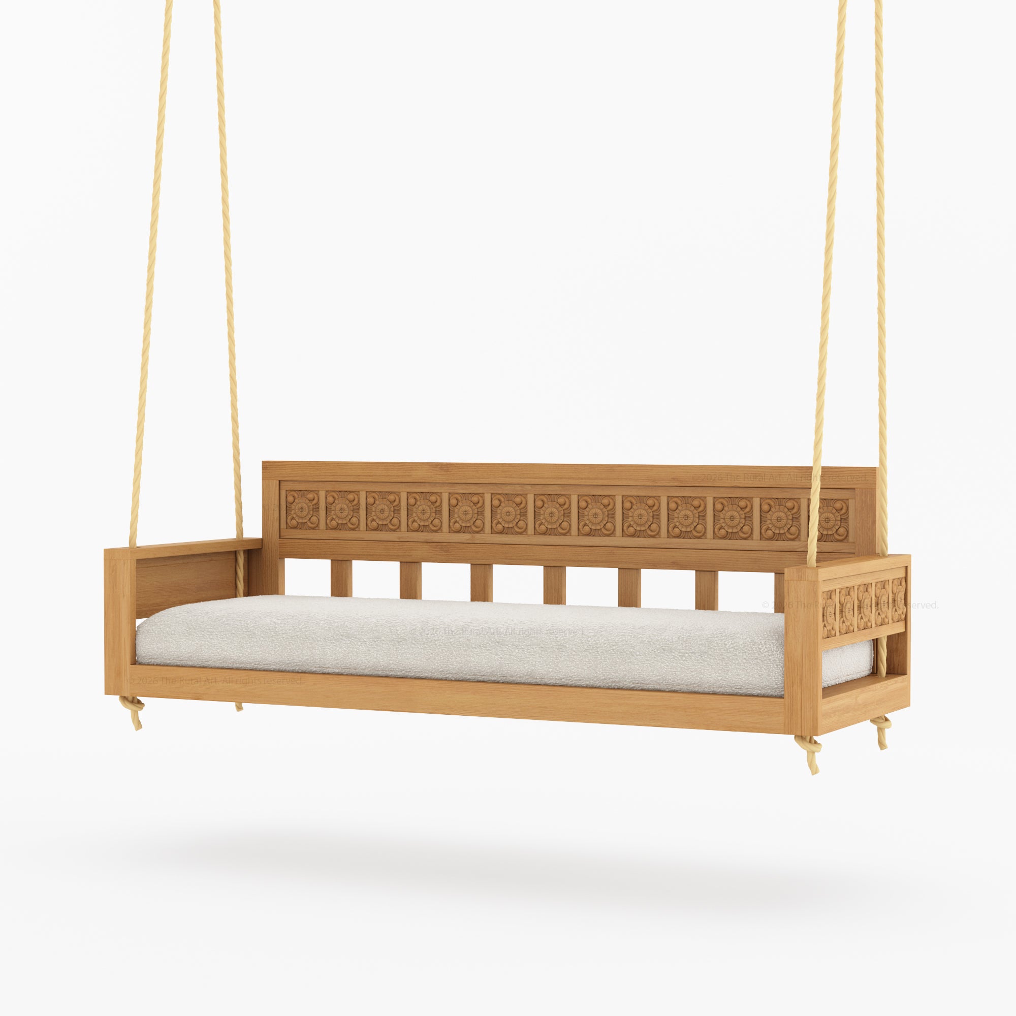 Ocala Hand-Carved Solid Wood Outdoor Porch Swing