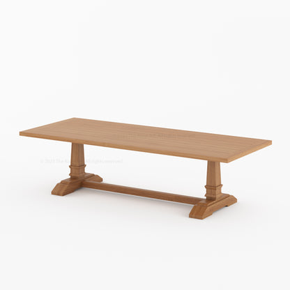 Roseville Solid Wood Trestle Dining Table with Pedestal Base Farmhouse Style
