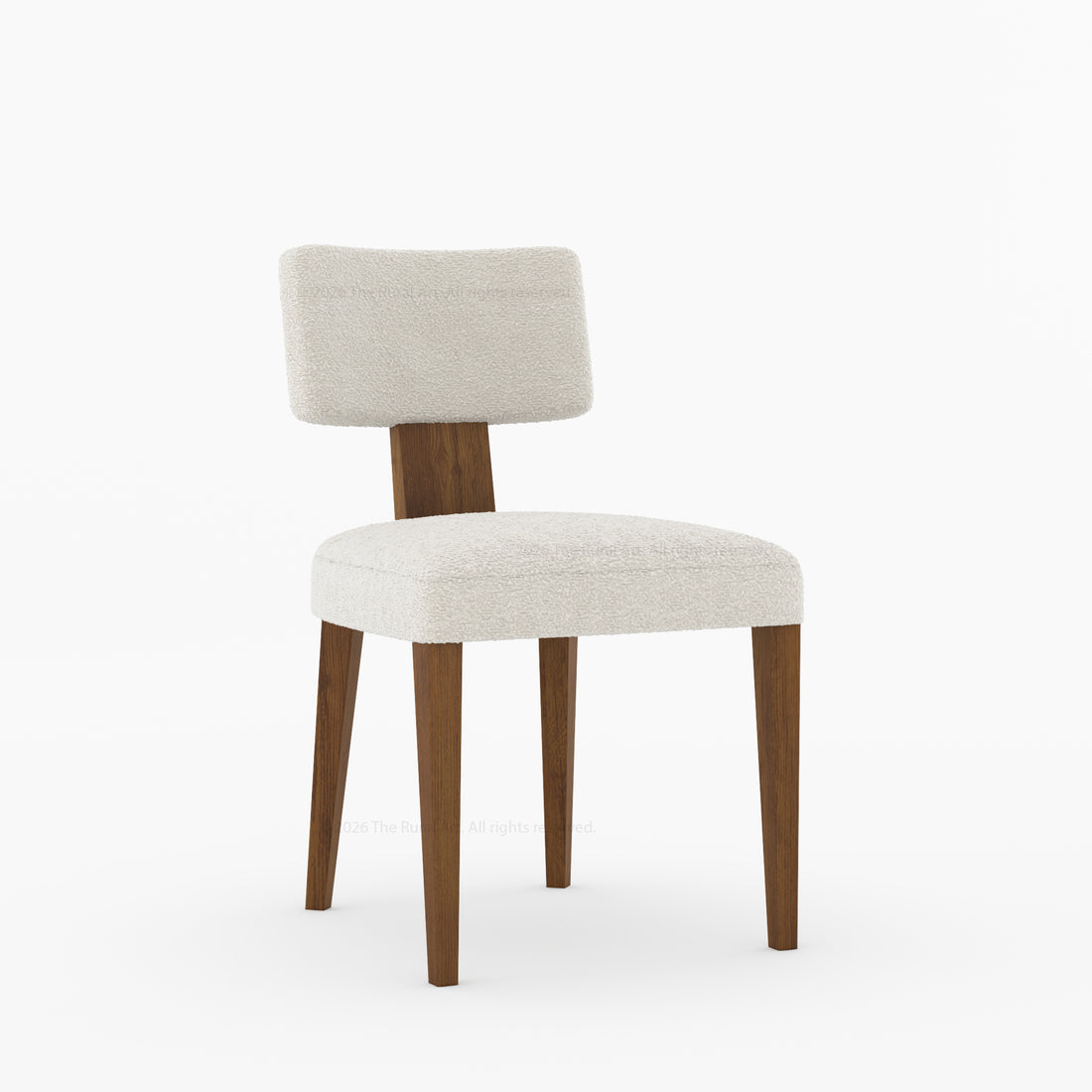 Selma Boucle Upholstered Dining Chair with Solid Wood Legs