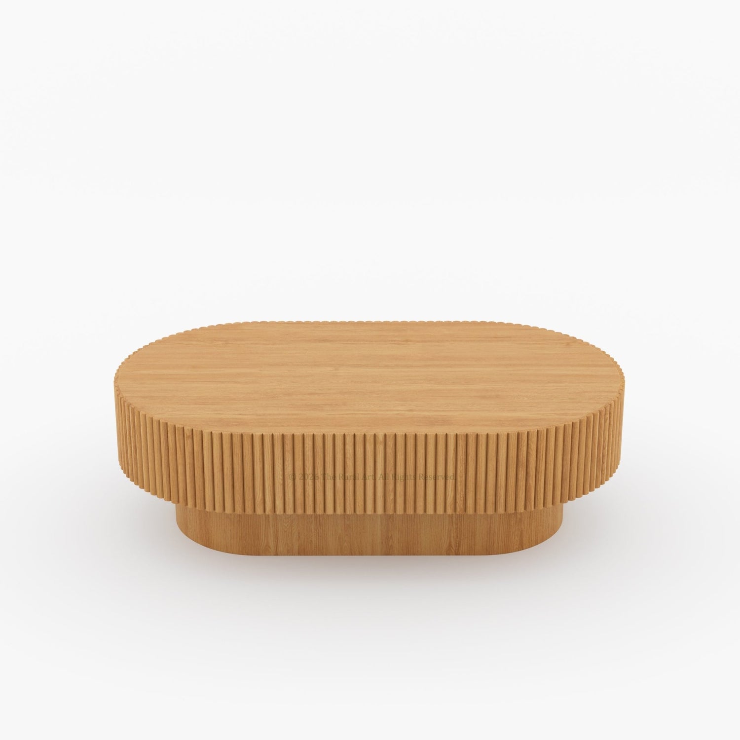 Cullman Teak Wood Oval Fluted Coffee Table