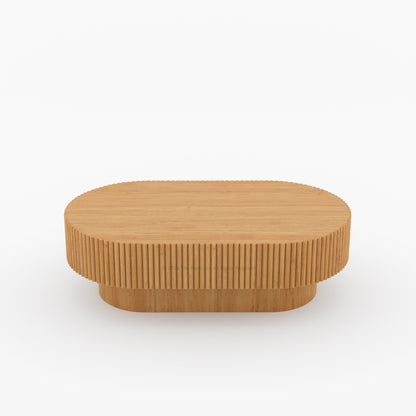 Cullman Teak Wood Oval Fluted Coffee Table