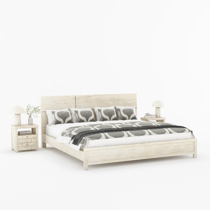 Princeton Solid Wood Platform Bed with Geometric Headboard Design