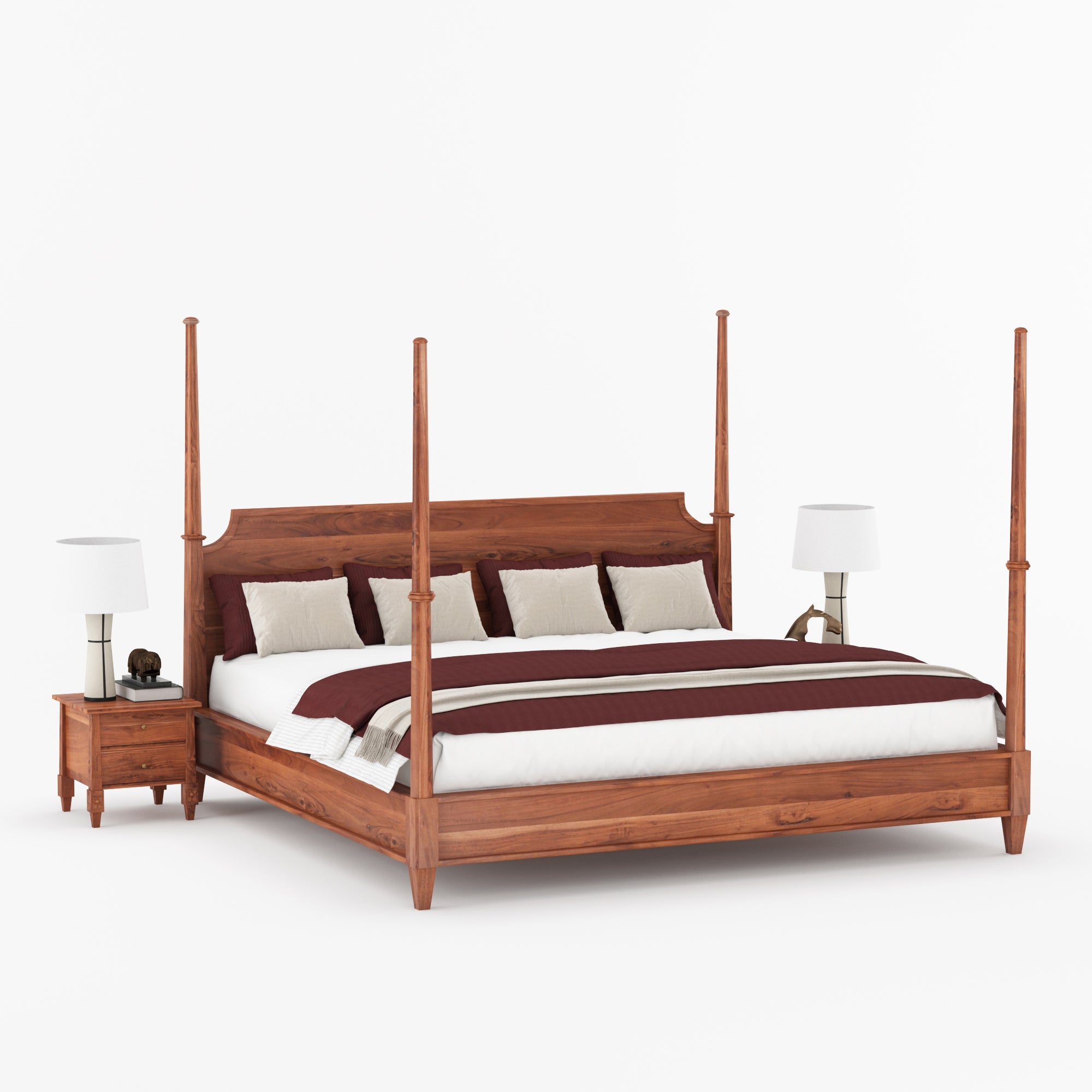 Dothan Heirloom Four-Poster Solid Wood Bed with Sculpted Posts