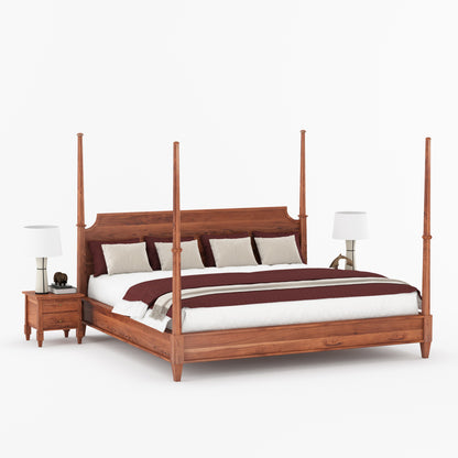 Dothan Heirloom Four-Poster Solid Wood Bed with Sculpted Posts