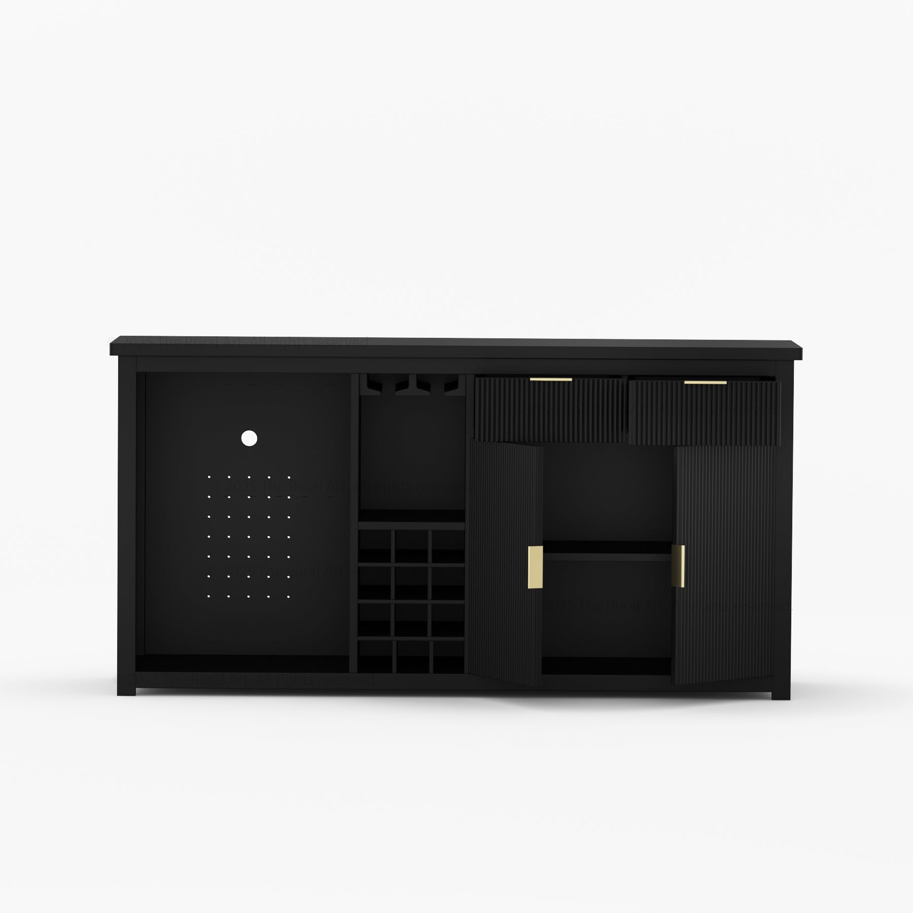 Sonoma Modern Black Bar Cabinet with Mini Fridge Space