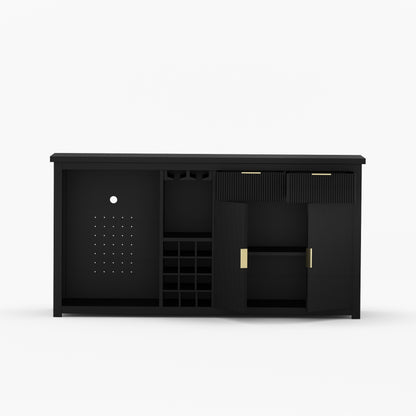 Sonoma Modern Black Bar Cabinet with Mini Fridge Space