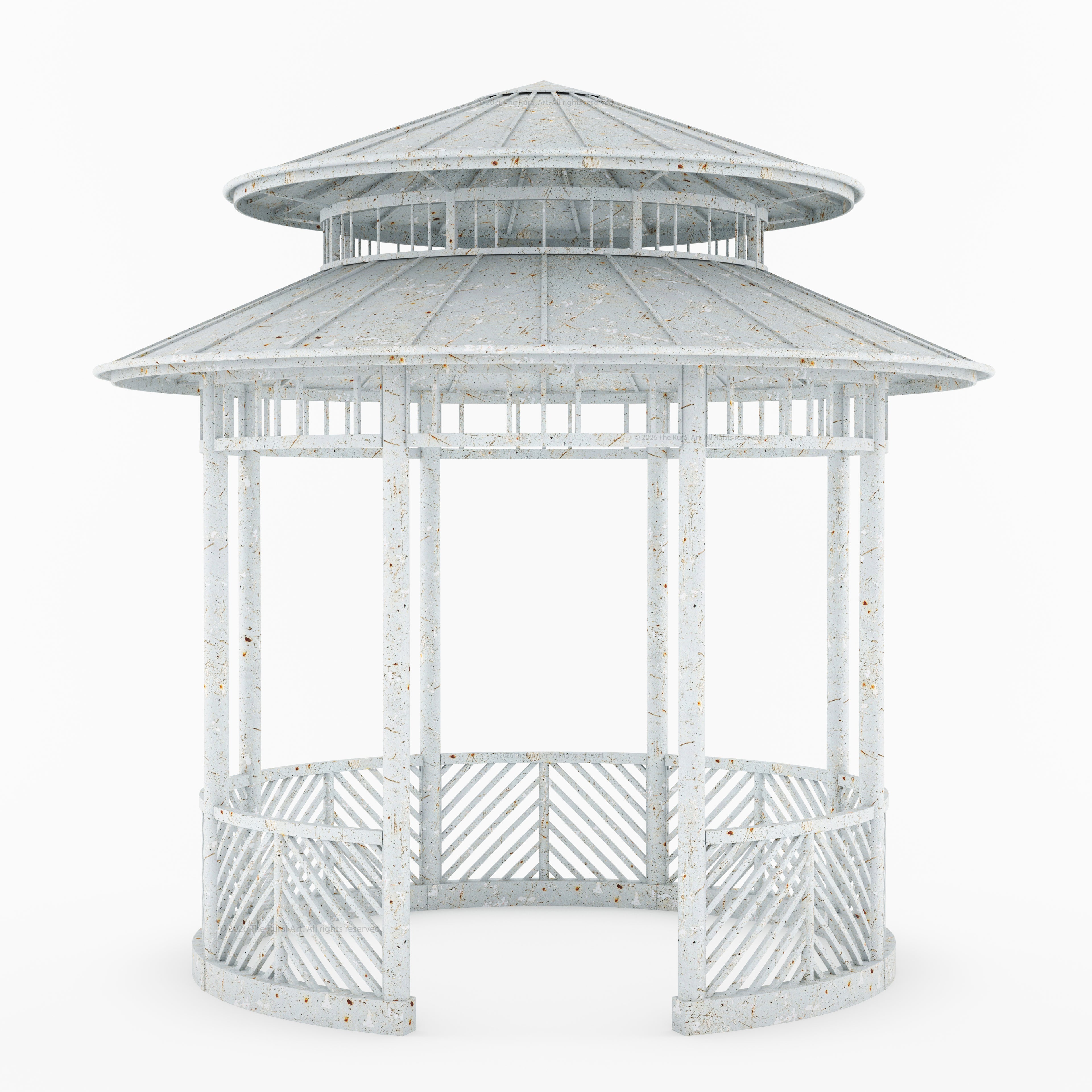 Portsmouth Double-Tier Estate Pavilion Wrought Iron Garden Gazebo