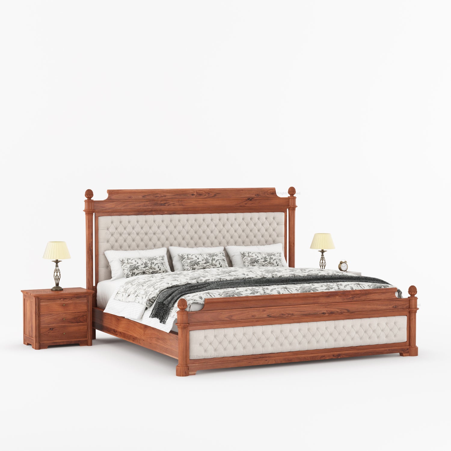 Abilene Solid Wood Platform Bed with Hand Tufted Upholstered Headboard