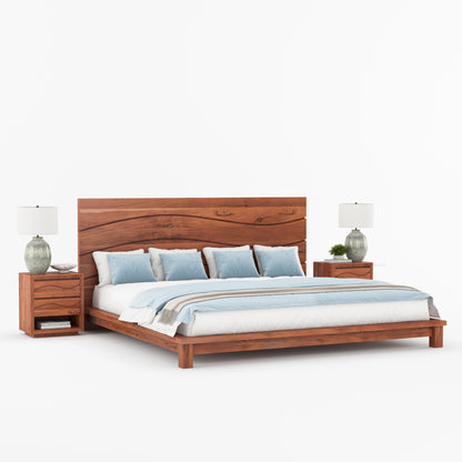 Seabrook Solid Wood Platform Bed with Wave-Carved Headboard