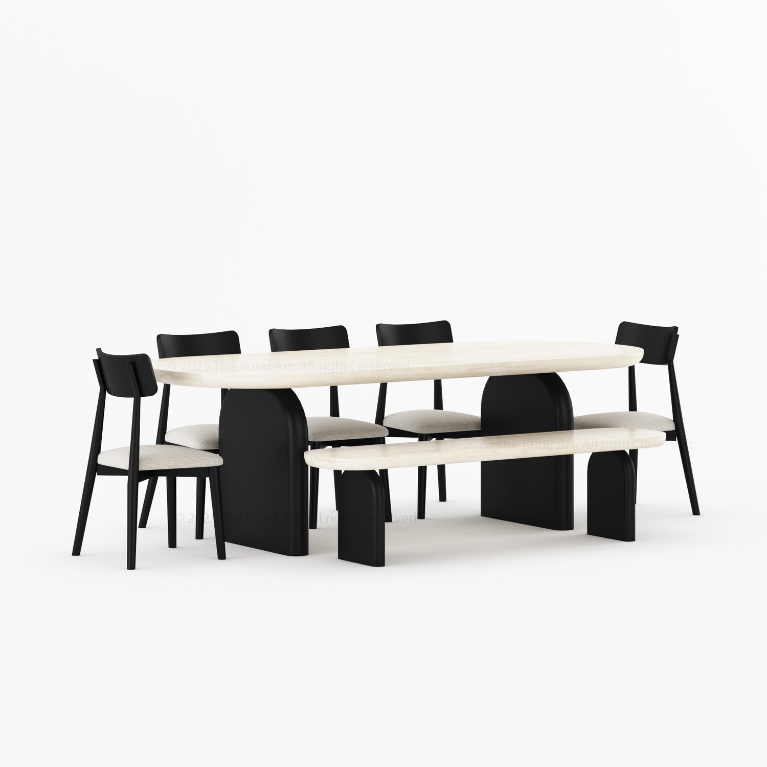 Blytheville Dual Tone Oval Solid Wood Dining Set