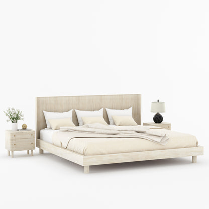 Richmond Platform Bed Frame with Fluted Headboard Made In Solid Indian Rosewood