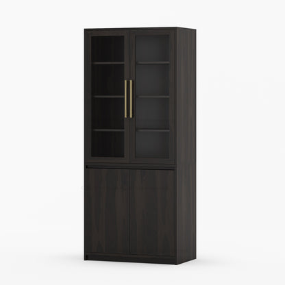 Girtin Solid Wood Wine &amp; Coffee Bar Hutch with White Quartz Countertop – 99” Width