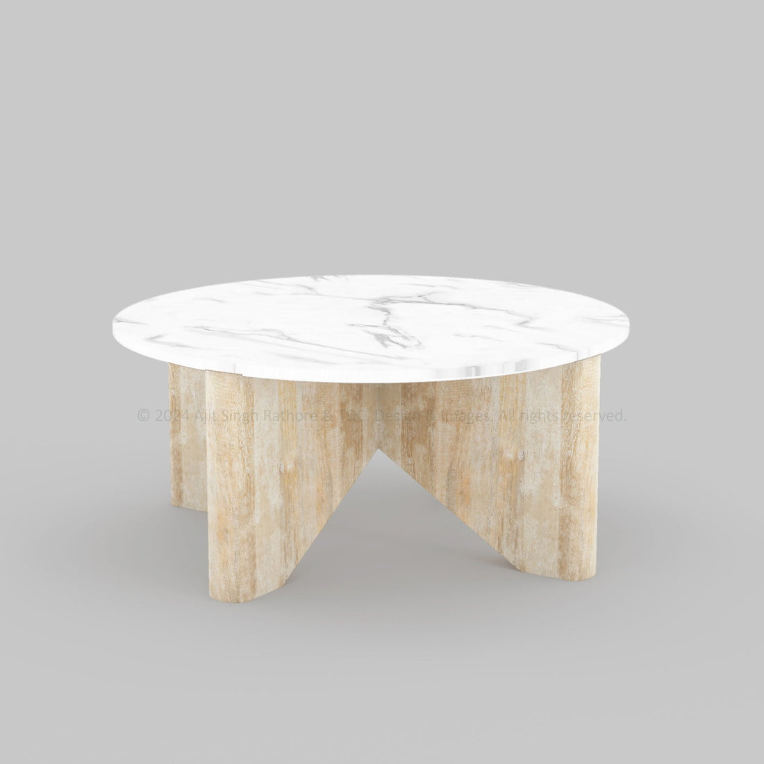 Austin Luxe Solid Wood Marble Coffee Table