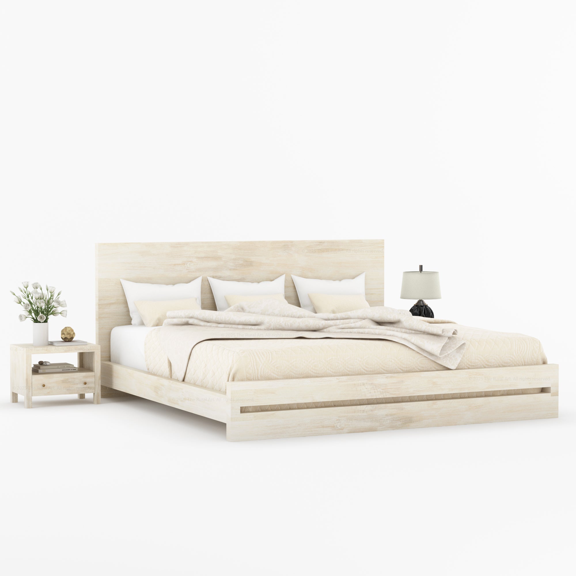 Lompoc Rustic Solid Wood Platform Bed Modern Minimalist Design