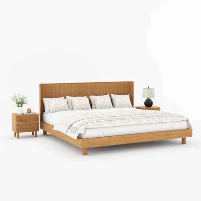 Richmond Platform Bed Frame with Fluted Headboard Made In Solid Indian Rosewood