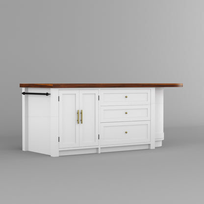 Danville Solid Wood Kitchen Island with Built-In Wine Cooler &amp; Storage Cabinets