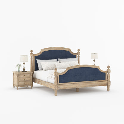Novato Heritage Solid Wood Bed with Upholstered Headboard &amp; Footboard