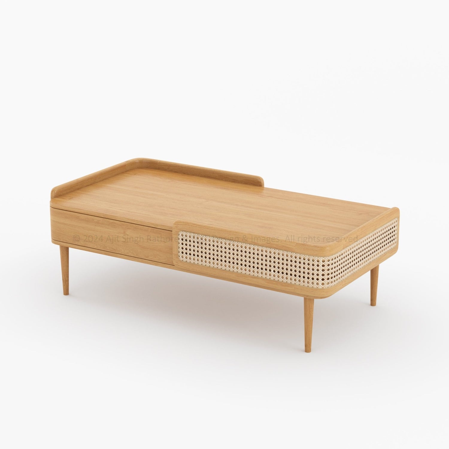 Wayne Rattan-Front Coffee Table with Storage Drawers